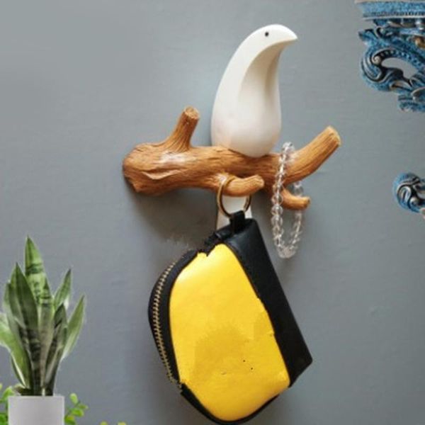 

wall mounted coat robe hook rack birds on tree branch hanger hooks