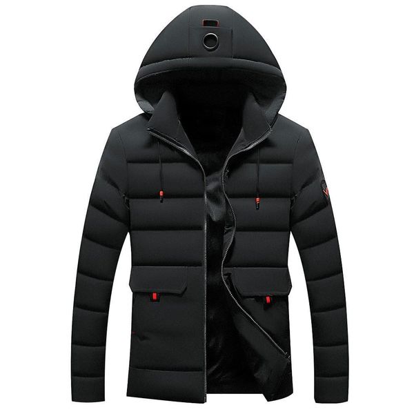 

puffer jacket men winter jackets coats mens casual hooded parka thick warm overcoat jacket jaquetas outwear jacket 4xl, Black