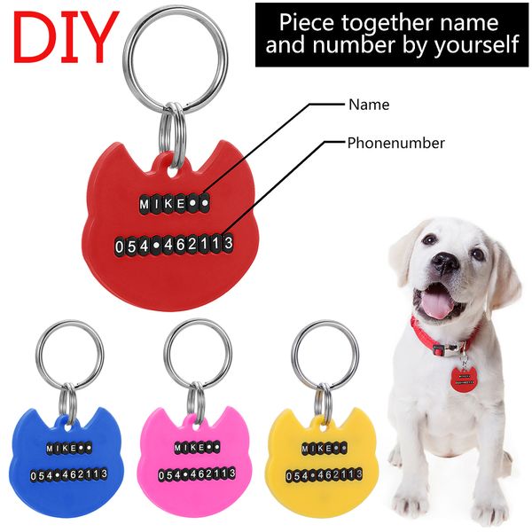 DIY Pet ID Tags número letra plástico personalizado Colares Colares Nome Tags Pet Collar Tags para Pet Tag