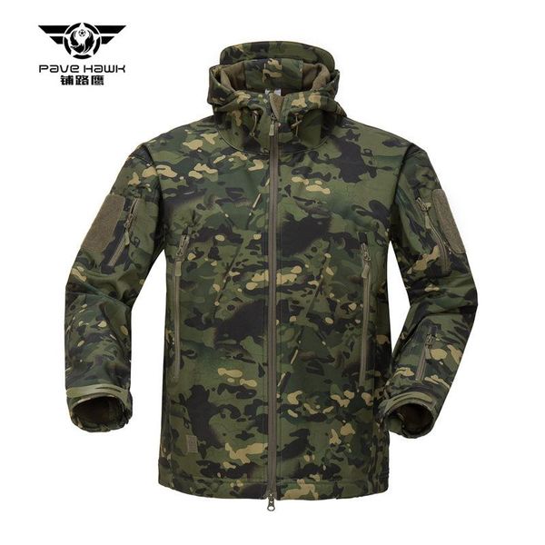 

outdoor jackets&hoodies pave hawk men tactical jacket soft shell hooded coat man waterproof windproof army fleece clothing camo colors, Blue;black