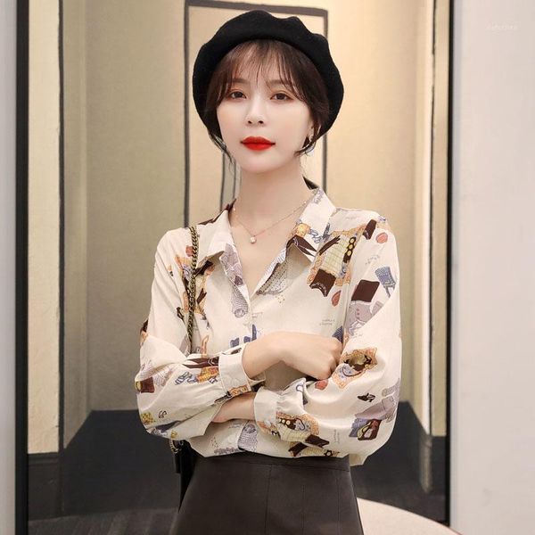

bohemian shirt korean style long sleeve women's blouse fashion 2021 blouses women casual1, White