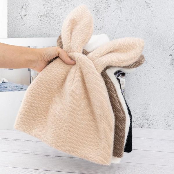 

beanie/skull caps 2021 fashion big ear cotton knit warm hat thickness women beanies winter woolen hats, Blue;gray