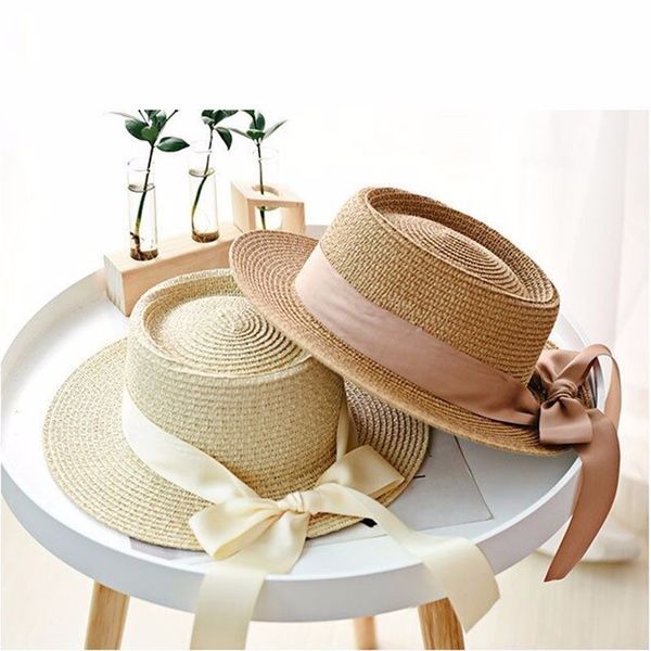 Inghilterra retrò arco a tesa larga cappello estivo da sole femminile spiaggia cappello di paglia visiera cappelli estivi berretti chapeau donna femme sole V Y200602