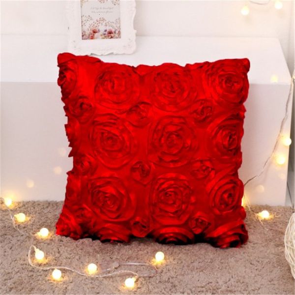 

40*40 3d rose cm flower case square throw sofa pillow cover l home car waist pillowcase 7 nrjka