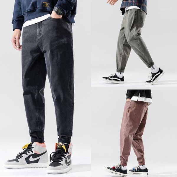 

korean style fashion men jeans loose fit casual harem pants hombre army green red wide leg trousers streetwear hip hop jeans men1, Blue