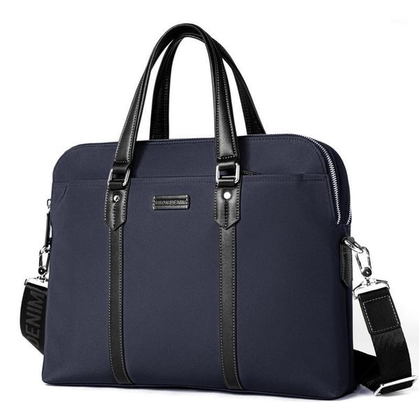 

bison denim fashion male business briefcase bag fabric handbag 14 inches lapbag men messenger travel crossbody1