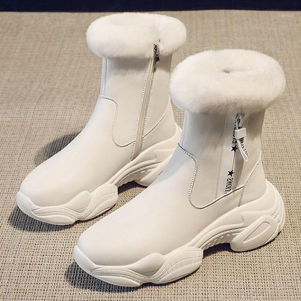 

boots women's chunky winter thick fur warm women platform sneakers fashion boot woman black shoes female snow shoes1