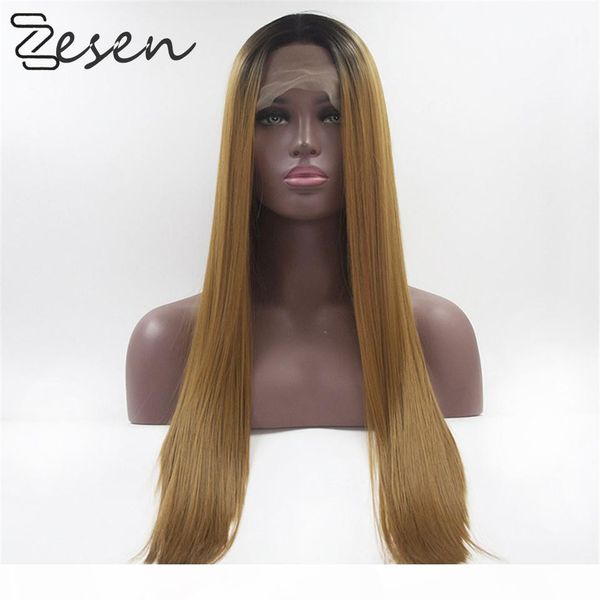 

zesen 1bt 30 silky straight lace front wigs for black women lace wig synthetic hair wigs part heat resistant with baby hair