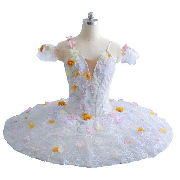 

stage wear professional kids girls performance competition flowers white ballet tutu, Black;red