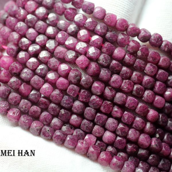 

meihan (1 strand) natural burma rubyy faceted square 4*4mm shape loose beads for jewelry making design diy or gift 200930, Black