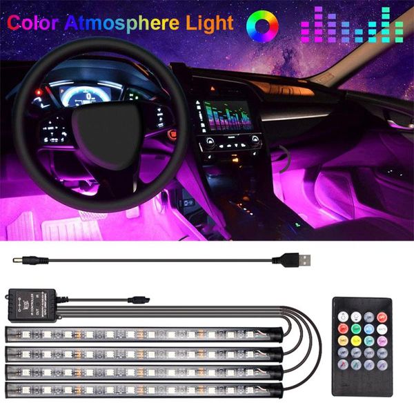

10w car atmosphere light led colorful music rhythm light usb voice control foot car interior modification decorative lamp
