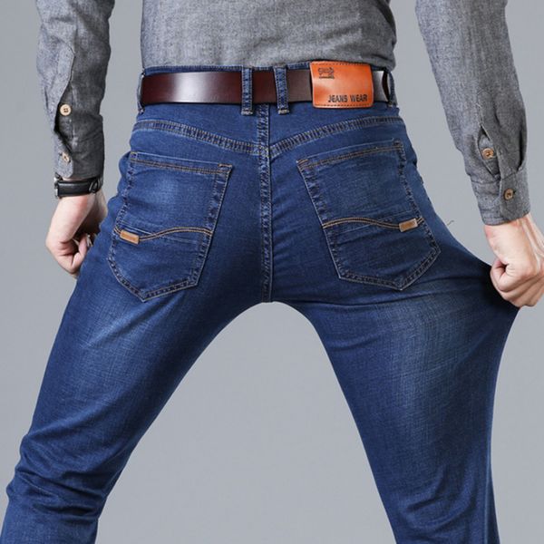 

men jeans famous brand high elasticity denim jeans men jeans long trouser large size 28-40 q1216, Blue