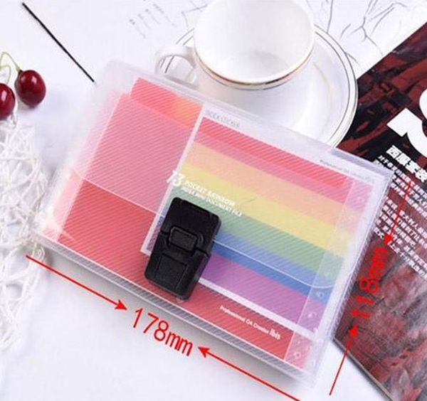 

13 grids a6 document bag cute rainbow color mini bill receipt file bag pouch folder organizer file holde wmtijs xhhair