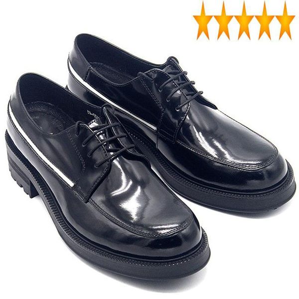 

бренд натуральная кожа 2021 мужчины коровьей высота увеличение белый полосатый дерби мужская обувь офис свадебное черное платье запатос, Black