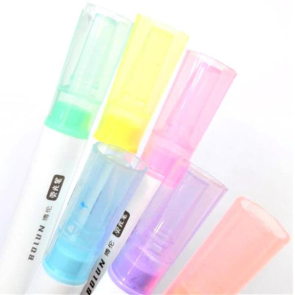

6pcs creative high capacity multicolour highlighter oblique head solid pen marcador child gift office school supplies wholesale h wmtqih, Black;red