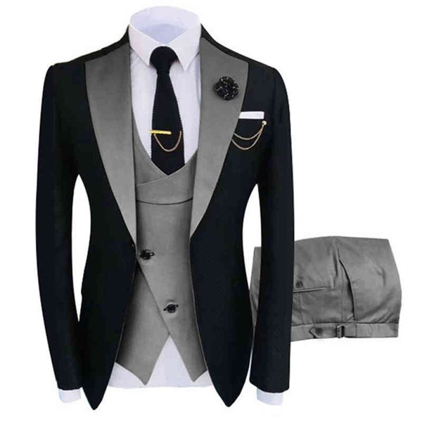 

men's suits & blazers costume homme fashion clothing luxury party stage suit groomsmen regular fit tuxedo 3 peice set jacket+pants+vest, White;black