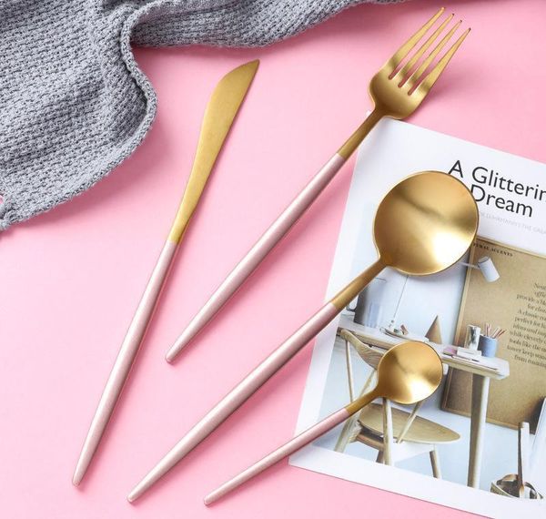 

restround red gold black tableware cutlery set stainless steel knife fork and spoon set golden color kni bbywan bde_luck