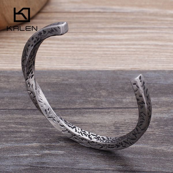 

new hip hop for men stainless steel twisted opening wrist bangle rocker jewelry 2020, Black