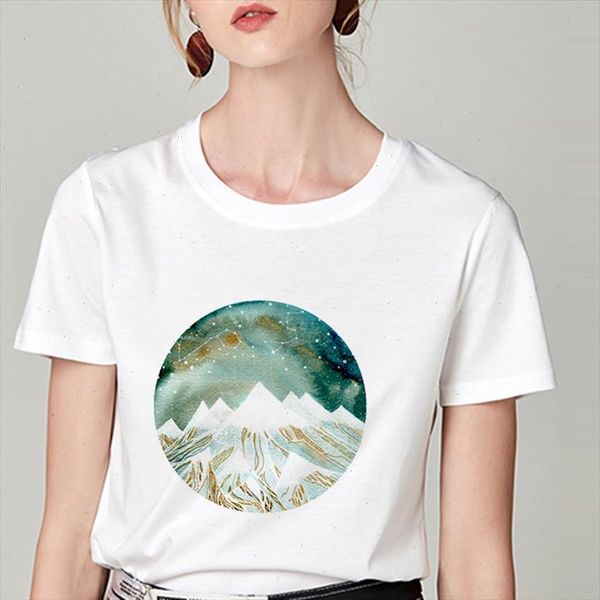 

summer tshirt artistic abstraction printed short sleeve female clothing thin section t shirt women harajuku white t shirt