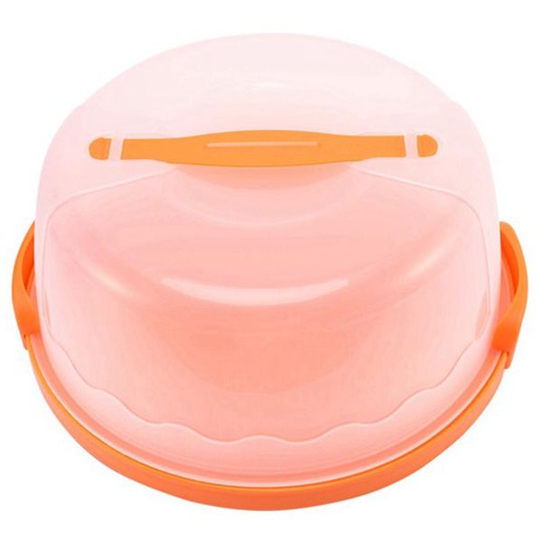 

2 pcs round cake carrier handheld plastic pastry storage holder dessert container cover case birthday party supplies