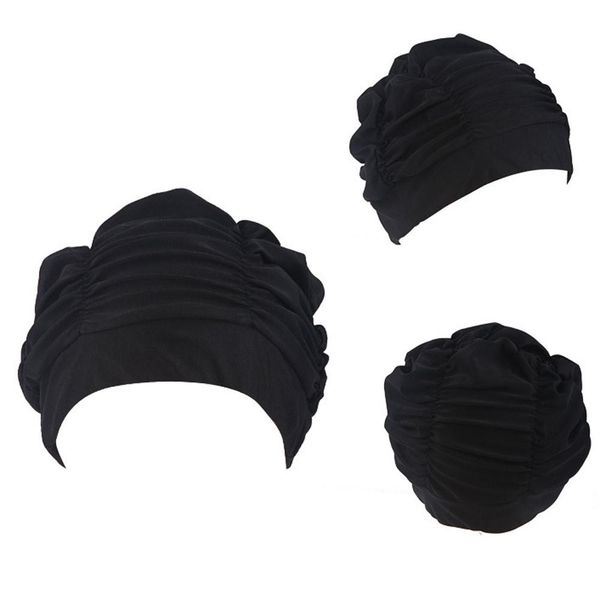 

2020 swimming cap womens long hair swim hat outdoor activities solid cap bathing stretch sports seaside fold girl hat wmtzpt