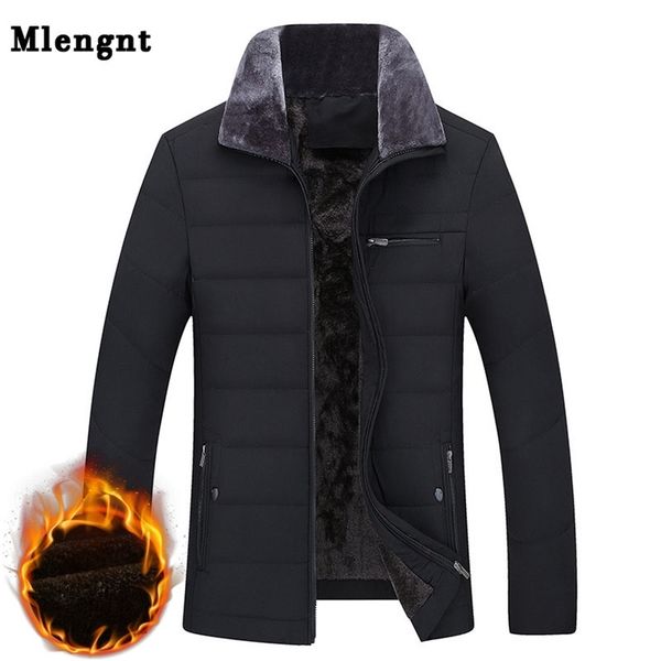 

thick jacket business cotton warm parka winter autumn for men casual male classic windbreaker long fleece padded varsity coat lj201216, Black