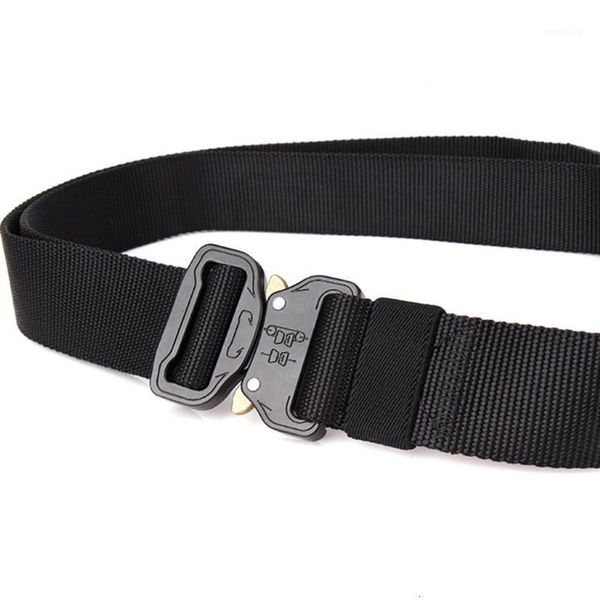 

tactical belt nylon army belt outdoor metal buckle heavy duty training hunting 125cm 3.8cm wide1, Black;gray