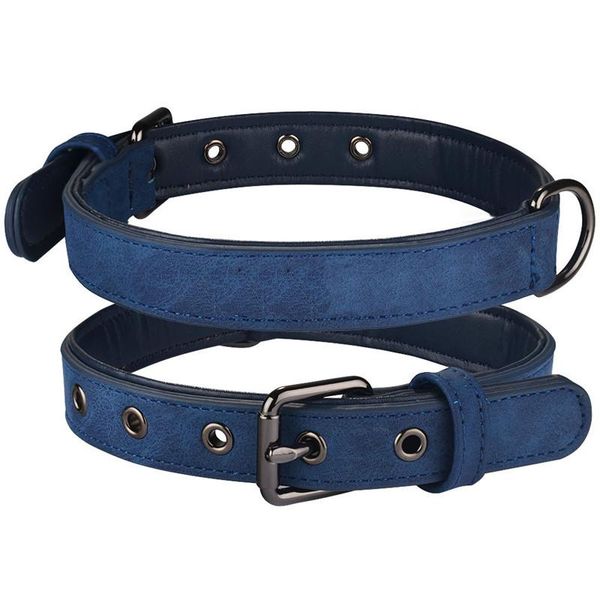 

2020 leather dog collar leash set personalized soft dogs collars lead padded for small medium large dogs pitbull french bulldog