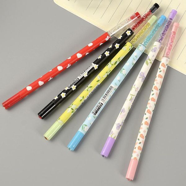 

1pcs cartoon cute simple floral gel pen 0.5mm multifunctional ven pluma water pen stationery student gift office&school supplies1