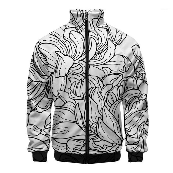 

2020 new 3dflowers stand-up collar sweatshirt men and women clothes sweatshirt hoodie zipper custom jacket full print1, Black