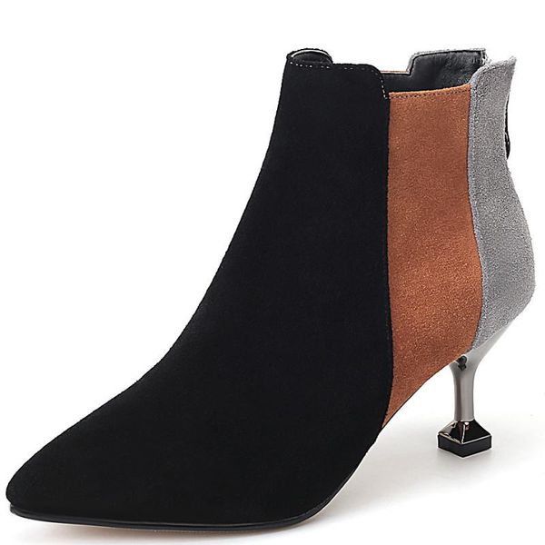 

boots 2021 women high heels shoes woman blue denim thin heel single bare ladies platform ankle zapatos u23-99, Black