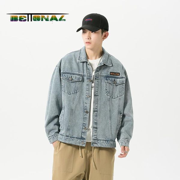 

bettonal autumn vintage denim jacket men coats multiple pocket streetwear hip hop youth clothes male clothing korea japan1, Black;brown