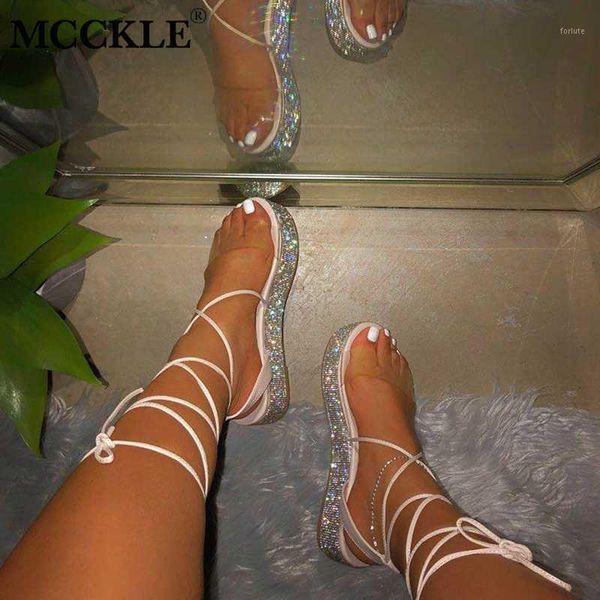 

mcckle woman open toe sandals ladies transparent riband plastform flat shoes woman fashion casual sandal female summer 2020 new1, Black