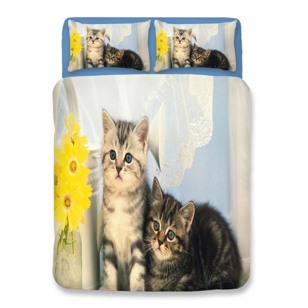 

cartoon cat bedding sets twin  king quilt cover cute kids pillow case single double girls duvet cover set animal bedclothes