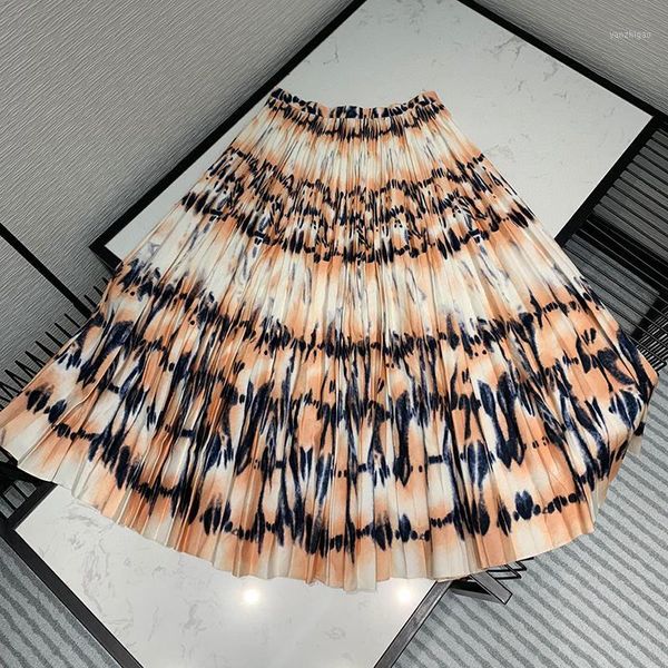 

summer flower skirt women vintage high waist skirt solid long skirts new fashion casual metallic female1, Black