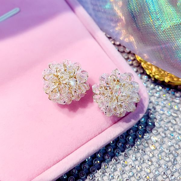 

925 silver pin earrings ladies 2021 style crystal earrings fashion earrings, Blue;gray