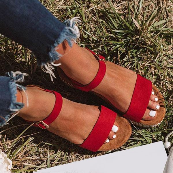 

women summer flat platform sandals ankle buckle female casual shoes thick sole ladies fashion open toe sandals fashion, Black