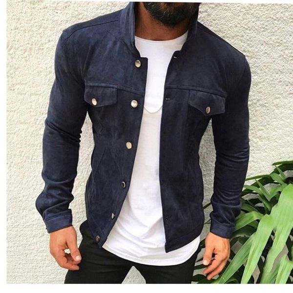 

fashion men's casual slim fit button cargo jacket collar coat warm spring autumn jacket overcoat outwear windbreaker1, Black;brown