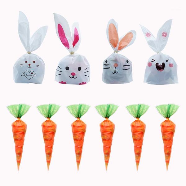 

20 / batch carrot ear biscuit bag candy biscuit gift bag snack baking packaging supplies easter decoration1