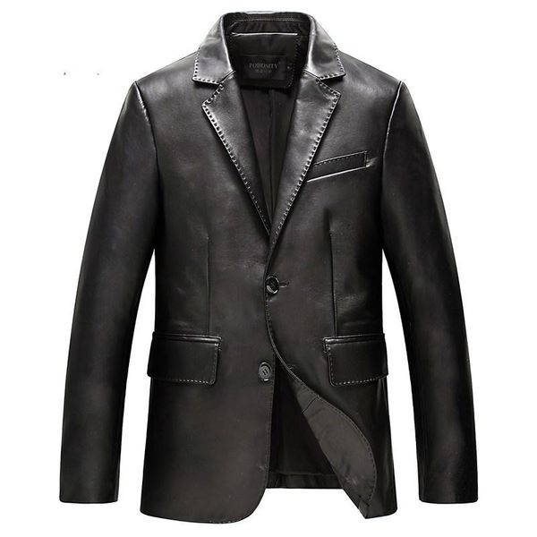 

spring men's genuine leather jacket for men fashion black male sheepskin coat plus size 4xl suit coat