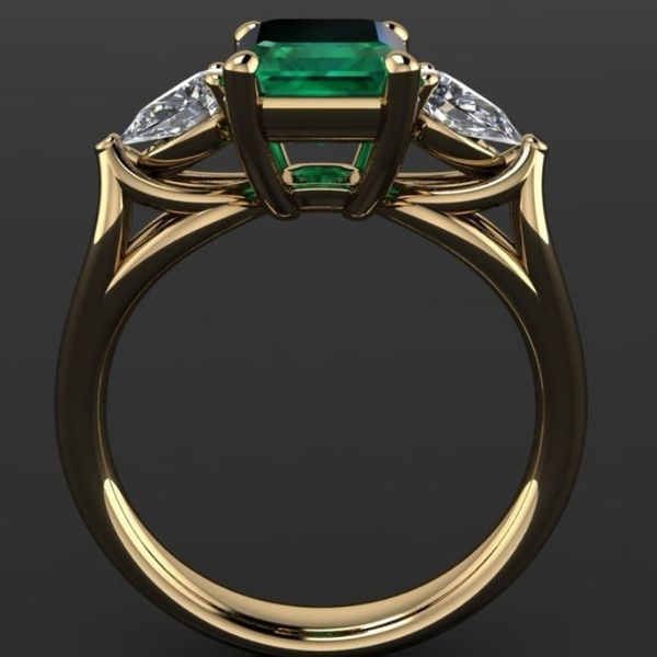 

high endgold plated emerald square diamond ring, Silver