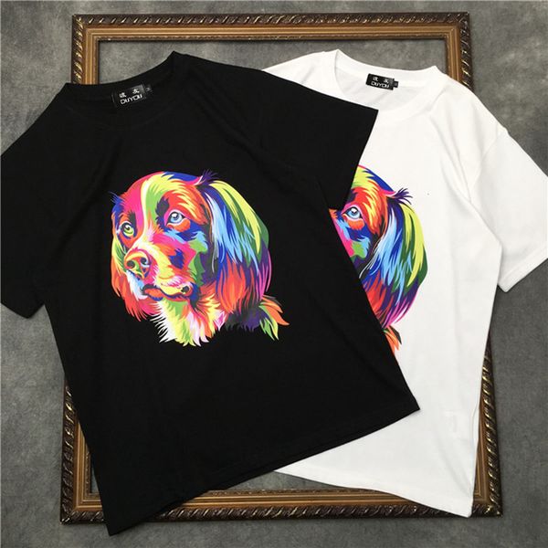 

men's short-sleeved t-shirt color dog head pattern women shirts|streetwear 2191001604 gmzt, White;black