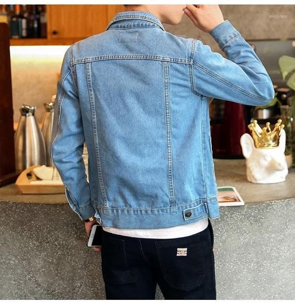 

2021 men's blue jean jacket student leisure motorcycle outdoor tide jackets hip hop with pockets skateboard couple cotton, Black;brown