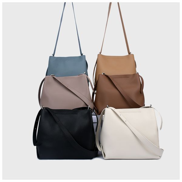 

versatile leather women's bag new european and american fashion layer cowhide tote bag of 2021 casual simple atmosphere single-shoulder, Black;red