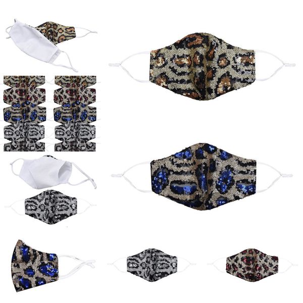

dustproof fashion bling leopard sequins mouth masks designer washable reusable women and men face maskoutletvy5g