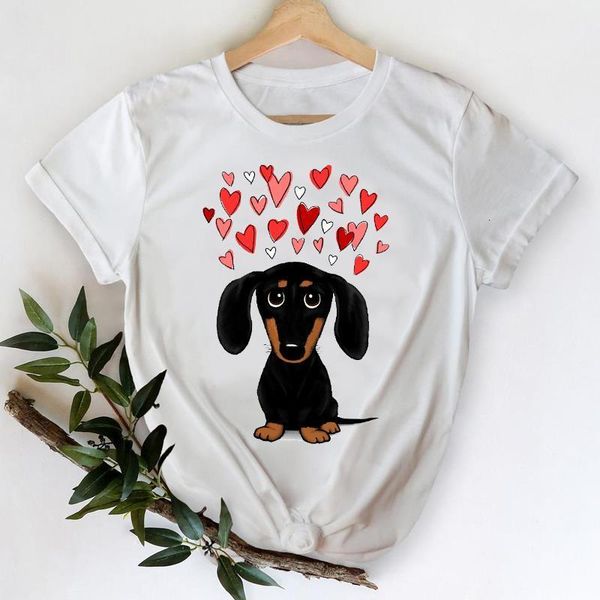 

t-shirts for women 2021 cartoon love dog fashion cute printing spring summer lady print graphic tshirt female tee t-shirt, White