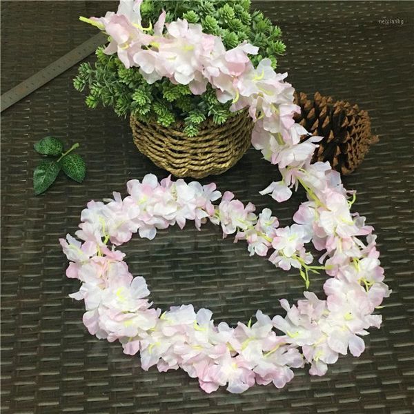 

decorative flowers & wreaths 4pcs/set cherry blossoms rattan sakura fabric artficial diy wedding garden decoration flores party decor wreath