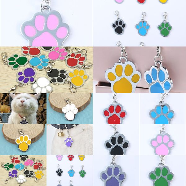 

u factory name 8 colors brand cat pet ring id card keychain puppy paw print pendant key holder wholesale dog tag 5u