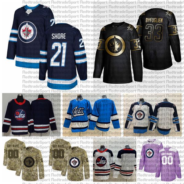 

2021 customize #21 nick shore winnipeg jets jerseys golden edition camo veterans day fights cancer custom stitched hockey jerseys, Black;red