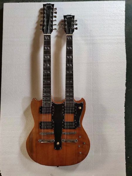 

quality wholesale doubleneck electric guitar, solid mahogany body with flame maple chrome hardware, delivery